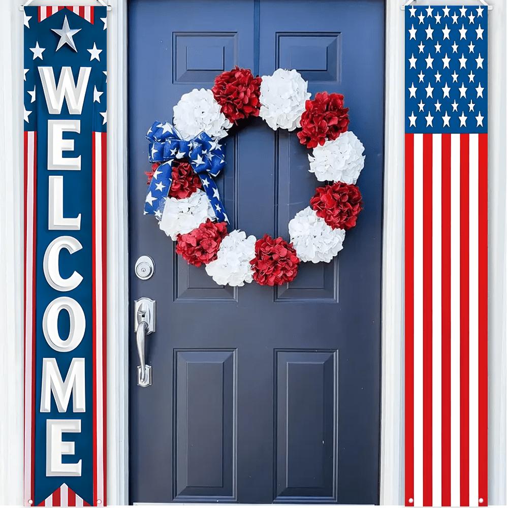 1 Pair Flag Couplet for Independence Day Porch Decoration Polyester Door Banner Anniversary Indoor Outdoor Party Decoration