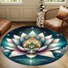 Lotus Meditation Mandala Round Area Rug Washable Abstract Geometric Floor Mat for Living Room Bedroom Decor