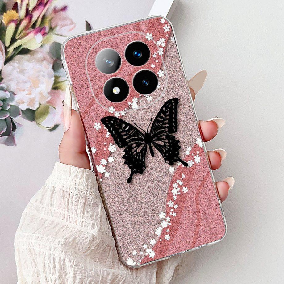 For Xiaomi Redmi Note 14 Pro+ 14Pro Note14 4G 5G Phone Case Back Cover Girly Fashion Flower Butterfly Paintong Soft TPU Fundas