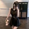 French Temperament Slim-fitting Sleeveless Shirt Dress Small Man Niche Design Feeling Waist A-word Skirt Women's Summer New