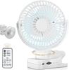 Small Automatic Left and Mini Remote Off 3 Wind Speed Rhythm Compact LED for Heat Stroke Continuous White Fan, Swing, 360° Right, Rechargeable,