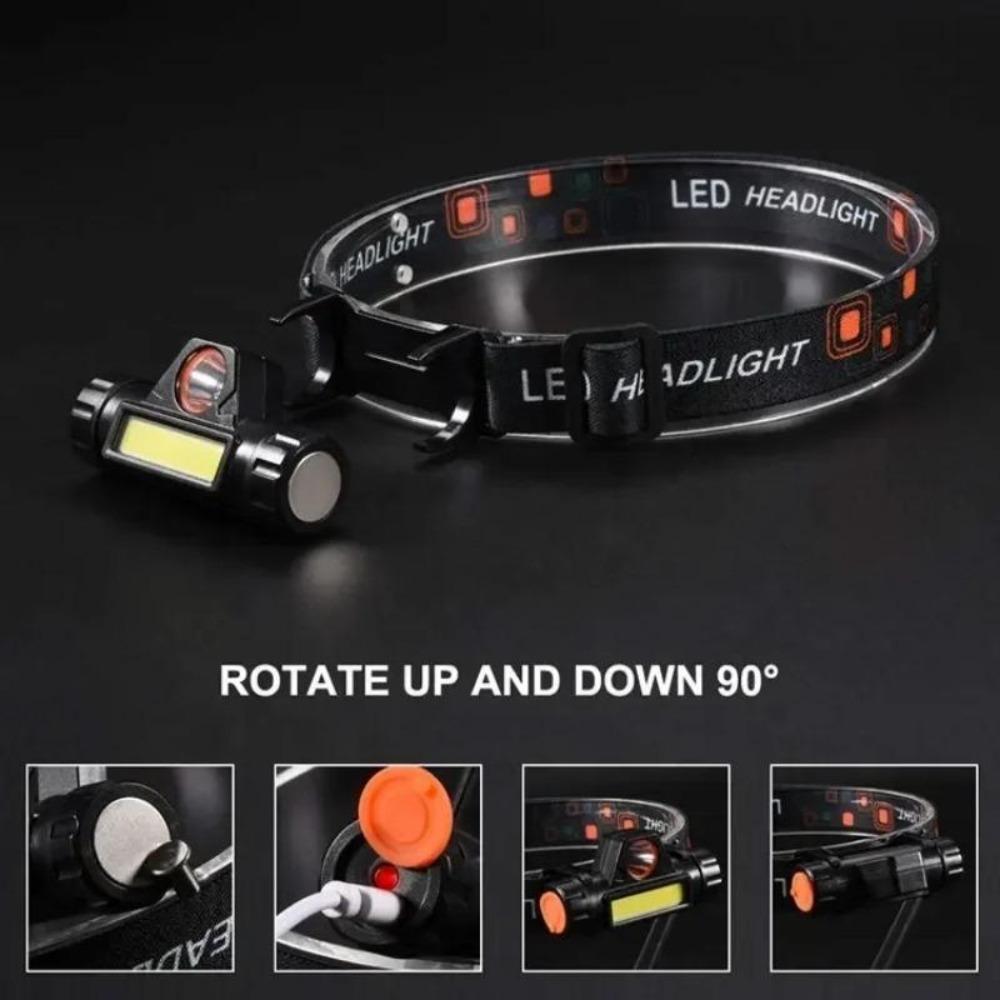 Dobíjecí COB LED USB čelovka Silný magnetický výkonný světlomet Super jasná vodotěsná čelová svítilna Pro venkovní rybaření