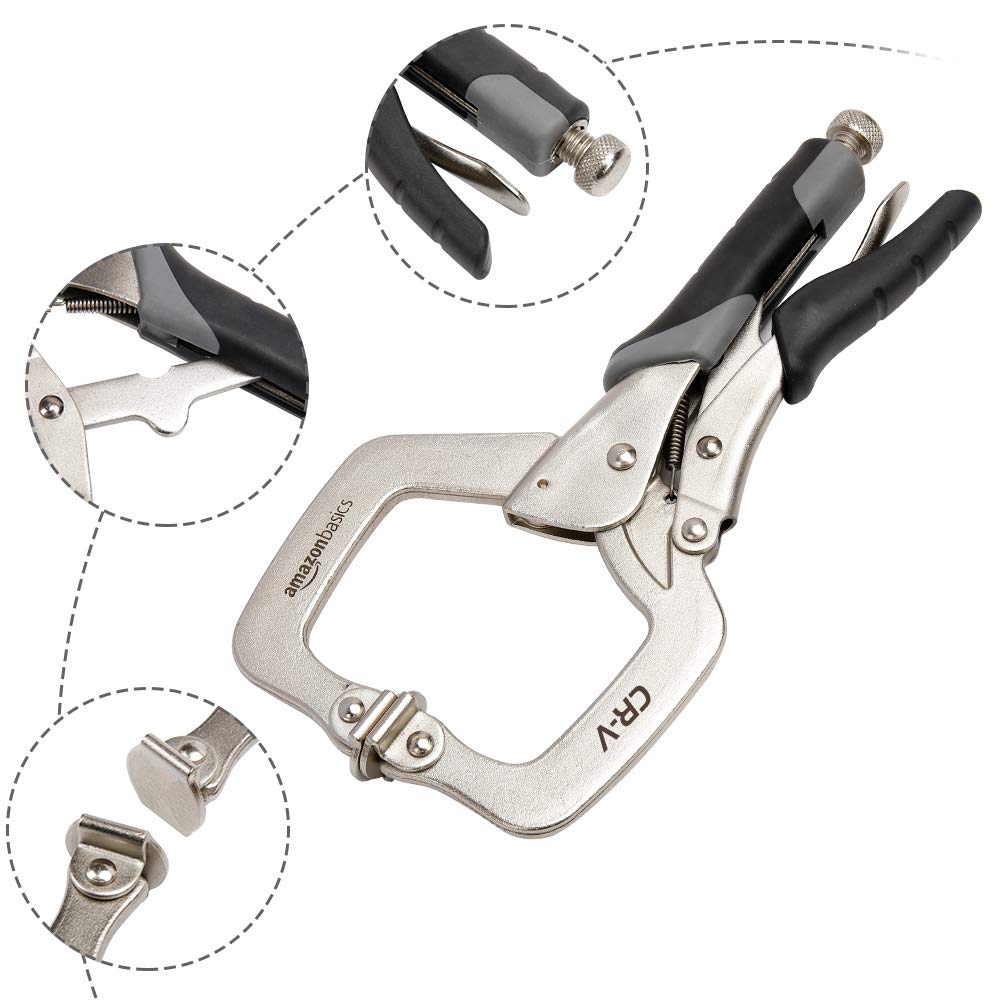 Amazon Basics Metal Clamps, 28cm, Black/Silver, 2-Piece Set