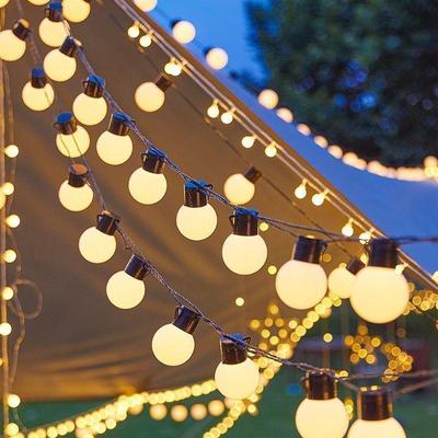 Guirlande Lumineuse Solaire d'Extérieur Ampoules G50 - Étanche Décoration Camping & Cour