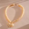 Choker Women Clavicle Necklace Round Bead Sweater Chain Acrylic Love Heart Necklace  Spring Summer