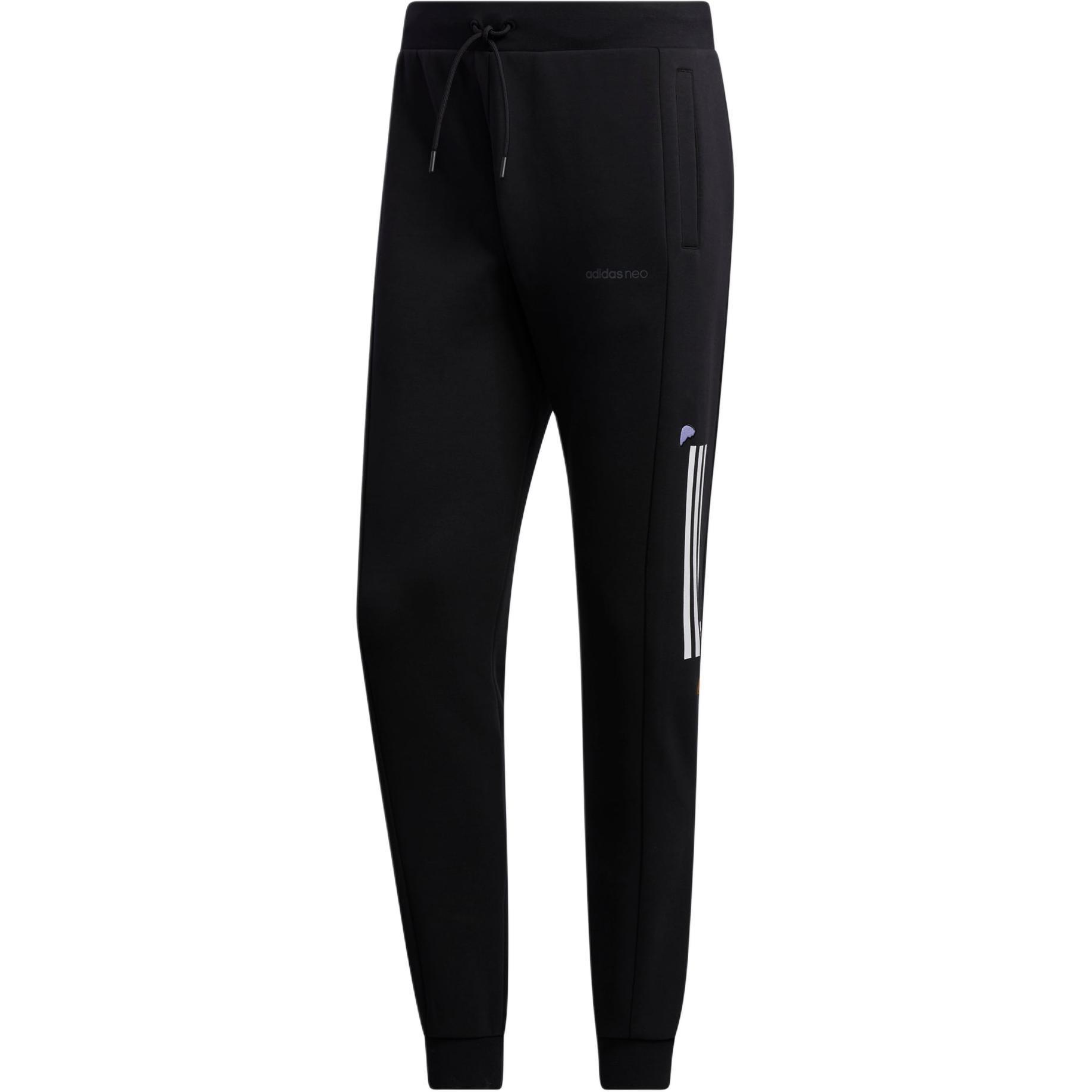 adidas neo x Yellow Crossover Stripe Casual Sports Pants Black Men s GL7221 L