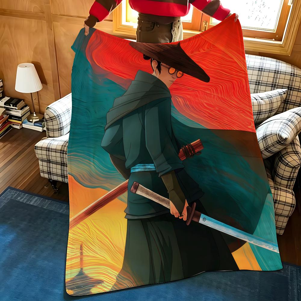 Animation B-Blue E-Eye S-Samurai Throw Flannel Cozy Print Blanket, Portable, Durable Machine Washable Cute Cool