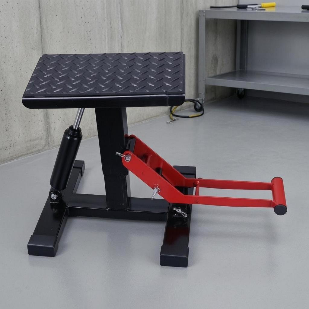 Hydraulic Motorcycle Repair Stand Diamond-Plate Top Vehicle Tool
