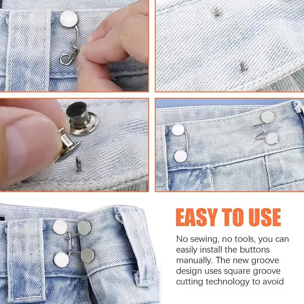 2~8Sets Adjustable Jeans Button Pant Waist Tightener,Detachable Decor Waist Buckle, No Sew and No Tools Button Pins for Jeans