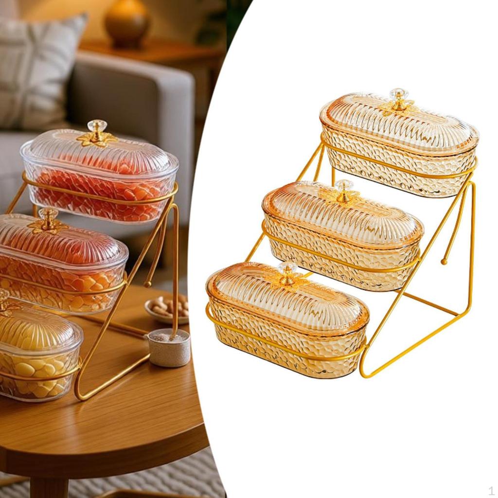 Fruit Basket Bowl Fruits Holder 3 Tier Versatile with Metal Stand Serving Tray for
