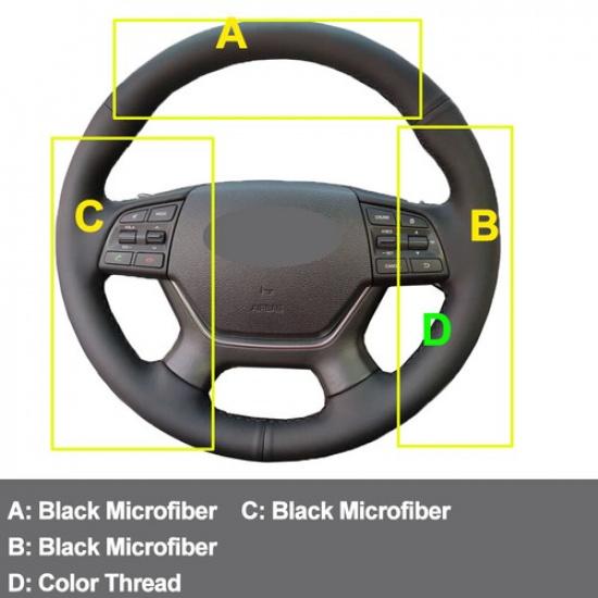 DIY Hand Sewing Car Steering Wheel Cover Wrap For Hyundai Genesis 2015 2016