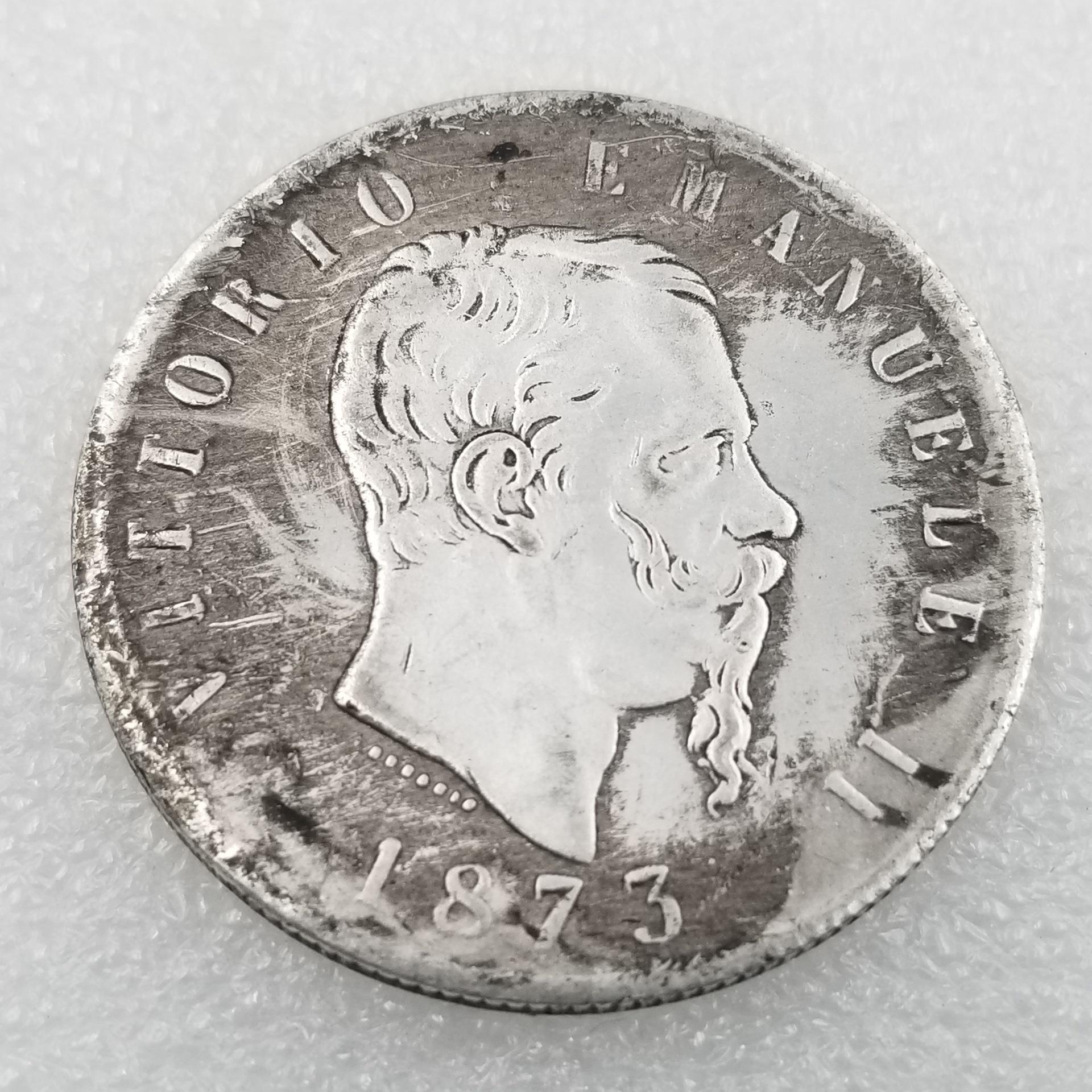 Antique 1873 Italian Silver Dollar Commemorative Coin #016 Copper