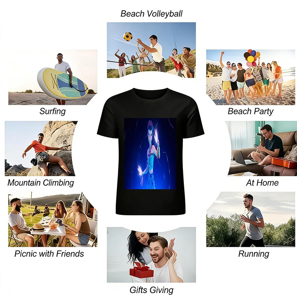 Cool Ancient Chinese Style Girl Print T-Shirt Unisex Loose Casual Chinese Culture Top Pure Cotton T-shirt