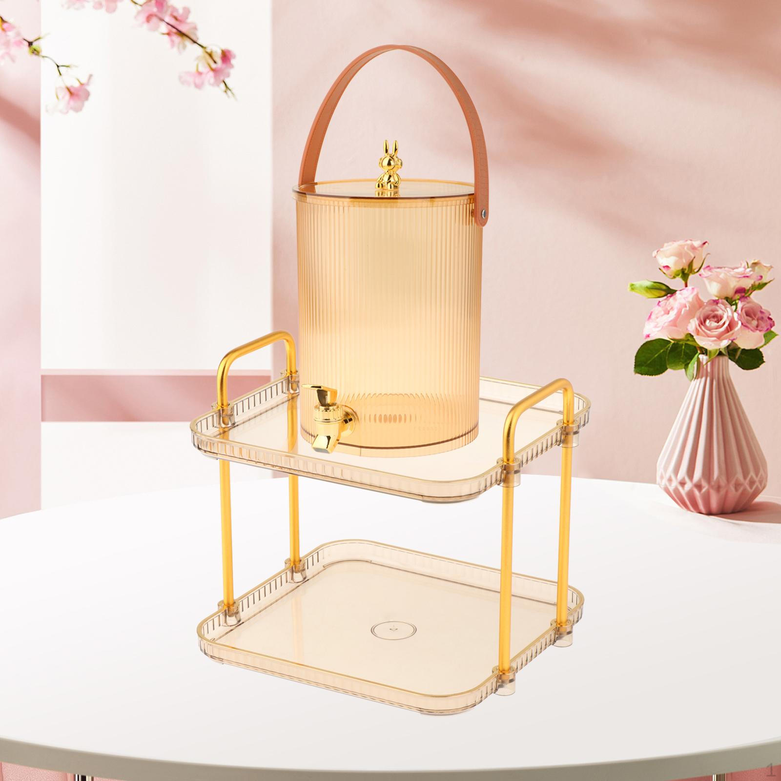 

Диспенсер для напитков Кувшин для холодной воды, чайник для фруктов, ведро с подставкой и крышкой для походного сока 5L gold