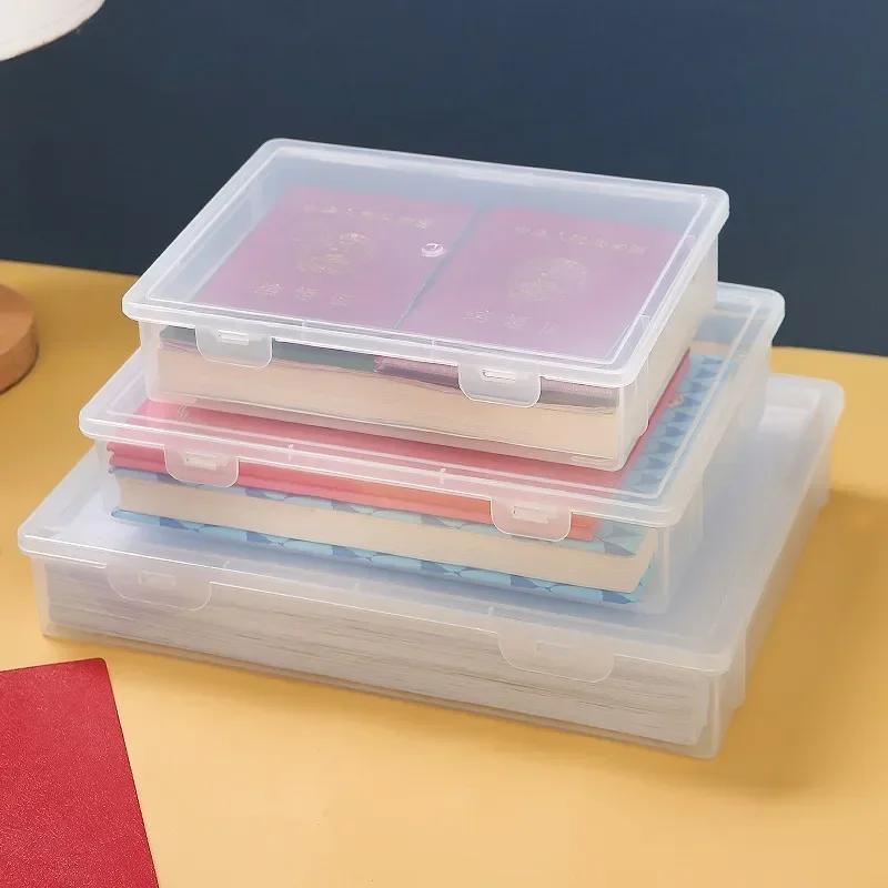 Plastic Document Organizer Organized Clear Square Shape Storage Box Organizing Box with Buckles Certificate File Storage Case