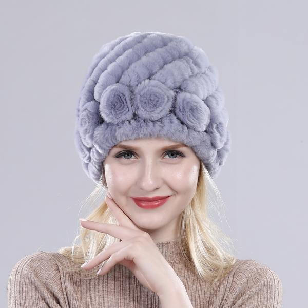 

Шапка из меха кролика рекс для русских женщин, зимняя вязаная шапка из натурального меха кролика рекс, женская уличная согревающая шапка из натурального меха 52cm-60cm светло-синий