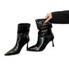 Fashion Temperament High-end Good-looking High-heeled Short Boots Women's 2025 Autumn and Winter New Pointed-toed Mid-tube Boots Thin-heeled Stacked