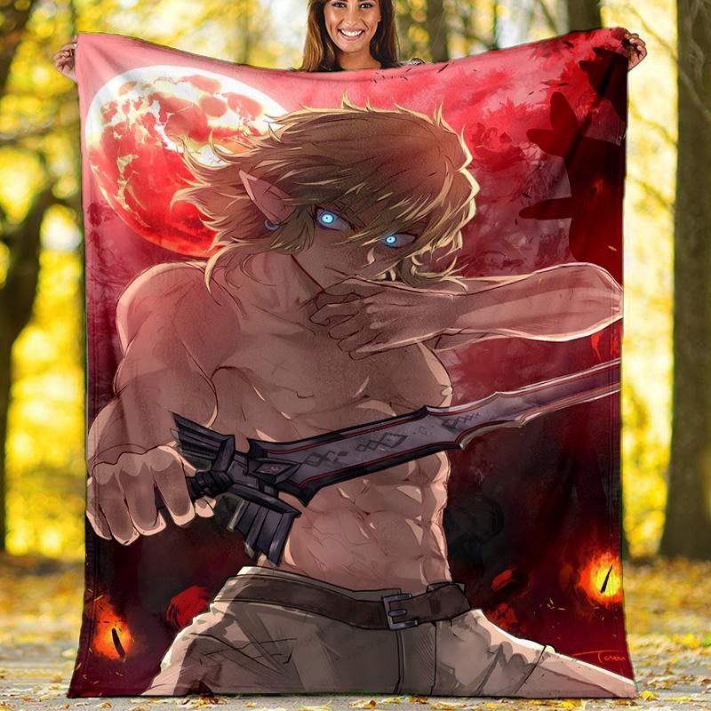1pc Game Zelda Theme Blanket - Digital Print, Polyester, Cozy for All Seasons, Perfect for Outdoor, and Travel