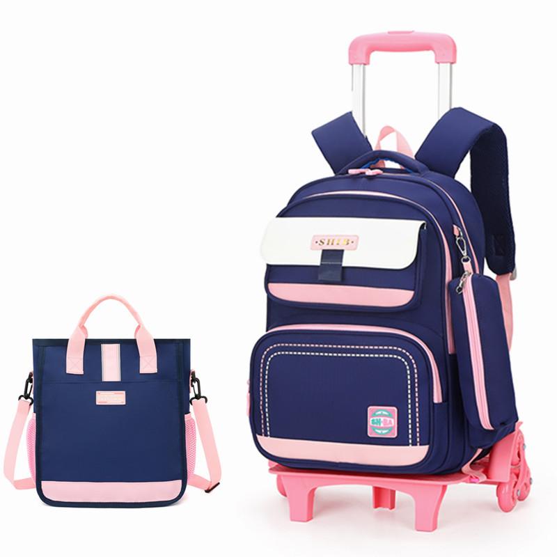 Schooltas met Wielen voor Kinderen Rollende Rugzak voor Jongens Meisjes Schooltassen op Wielen Trolley Boekentas Handbagage om mee te nemen met handtassen