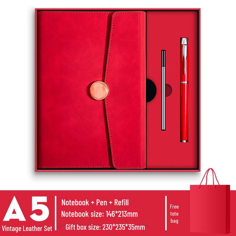 In-Stock A5 Notebook: Business Gift with Thickened Soft Leather, High-Appearance Design, Buckle Closure, and Gift Box