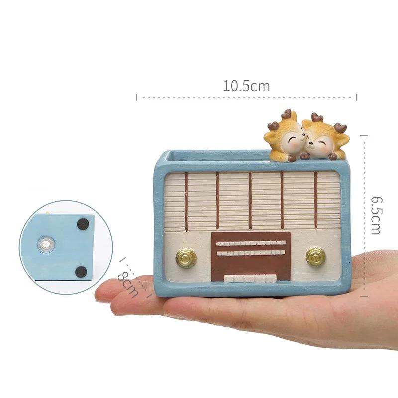 Retro Appliances Small Plant Pot Resin Succulent Planter for Home Office Desk Mini Ornament Fairy Garden Flowerpot Decoration