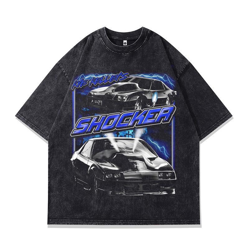 Maßgeschneidertes Digitaler Direktdruck Herren Kurzarm T-Shirt Amerikanischer Retro Racing Reine Baumwolle Lässig Herren und Damen