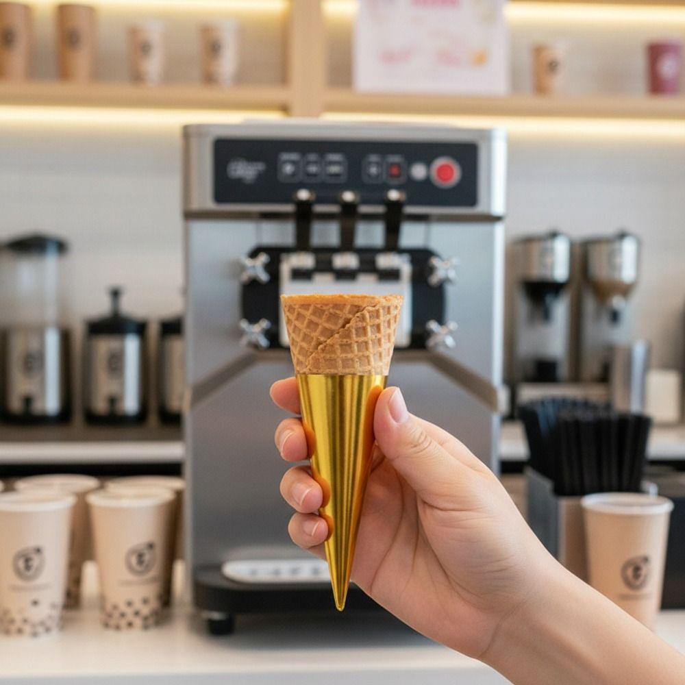 100PCS Solid Color Disposable Ice Cream Holder Thickened Ice Cream Cone Cover Party