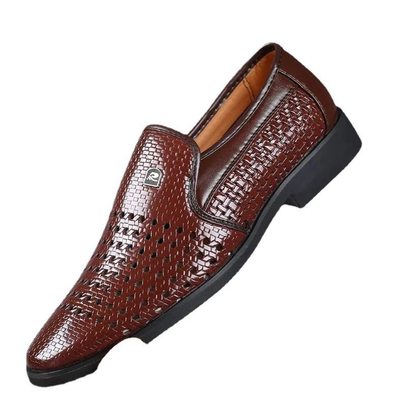2024 hollowed out breathable luxury casual business dress leather shoes latest British style work banquet leather shoes