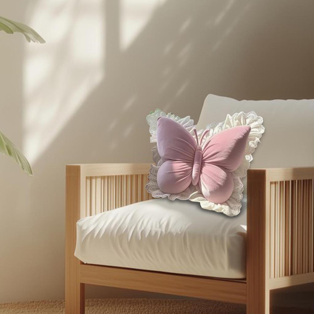 Butterfly Decorative Pillow Back Cushion Ornament, 19.69''x15.75'' Waist Support Sofa Throw