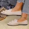 Fashion 2025 Spring and Autumn Pointed Head Flat Single Shoes 2025 New Large Size Knitted Slip Breathable Solid Color Shoes Casual Flats