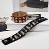 Wide PU Leather Punk Skull Bracelet 1Pcs Star Pattern Adjustable Goth Cuff Bangle for Men Women Holiday Gift
