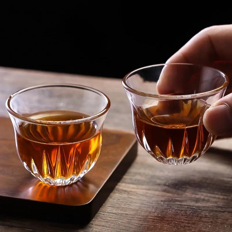 2pcs Sets Tea Cup Light Luxury Wine Glass Exquisite Glass Cup Shot Glass Transparent Drinking Glasses Party Elegant Glassware