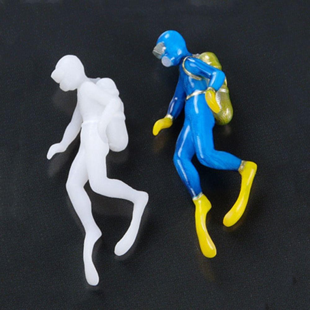 Decorative Diver Action Figures Model Unpainted 3D Micro Landscape Diver Model White Plastic Diver Figurine Fish Tank