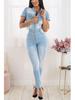 European American Slim-Fit Casual Waist-Cinching Jumpsuit Jeans Skinny Pants