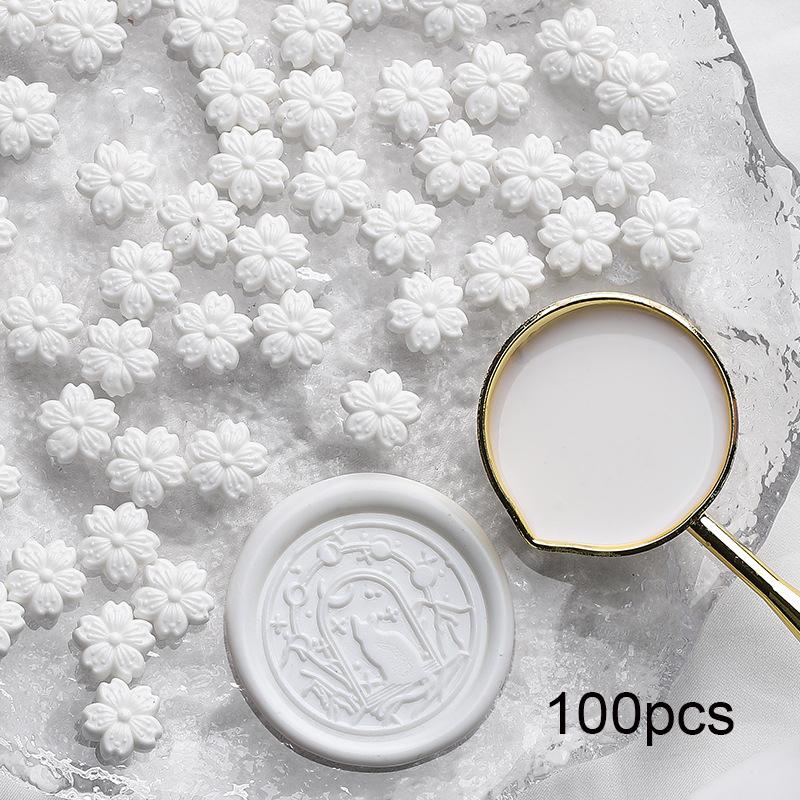 100pcs Cherry Blossom Flame Sealer Wax Grain, Flower Flame Sealer Sealer Wax Polarized Gold Sealer Wax for DIY Envelope Greeting