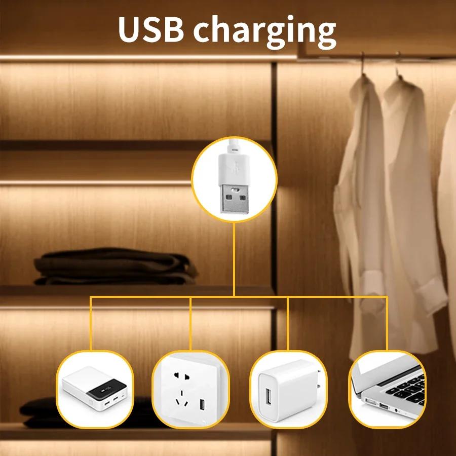 5V USB LED Cabinet Light Touch Dimming Flexible COB LED Light Strip for Closet Room Kitchen Wardrobe TV Stair Backlight Lighting