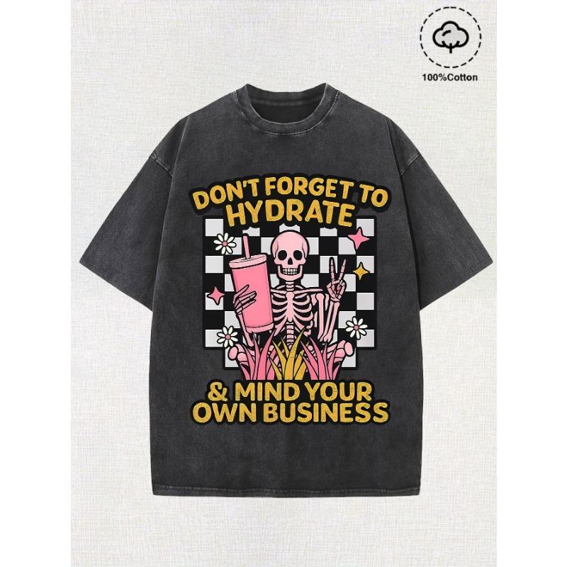 

European sizes Cotton Pattern Printing Street Style Old Washed T-shirt Suitable for Leisure and Outdoor Sports, T-shirts for Men S чёрный