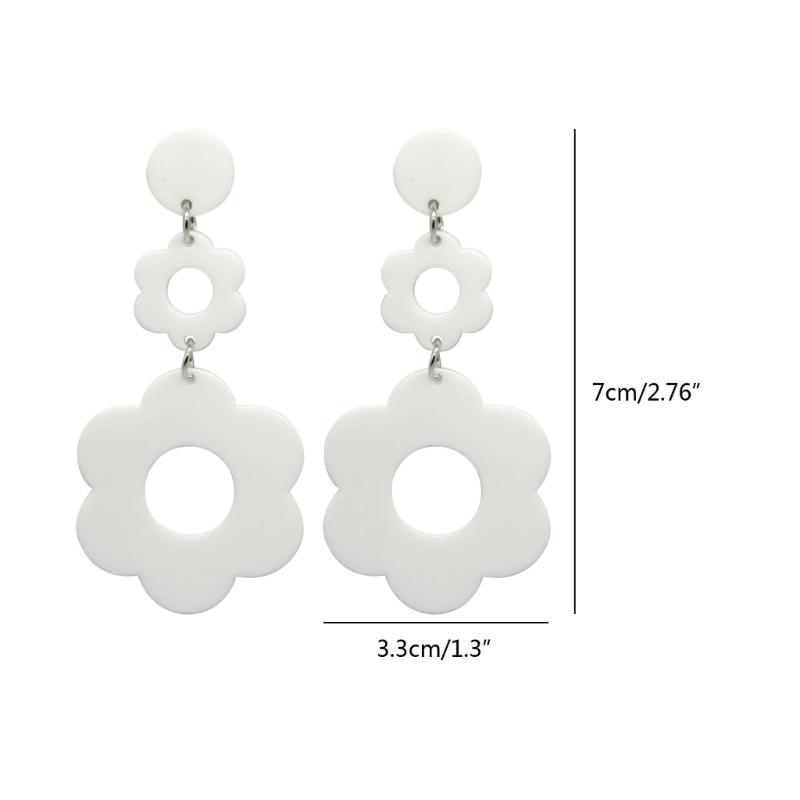 Statement Flower Earrings for Women Comfortable Acrylic Designs Portable Decoration for Bohemian and Retro Styles