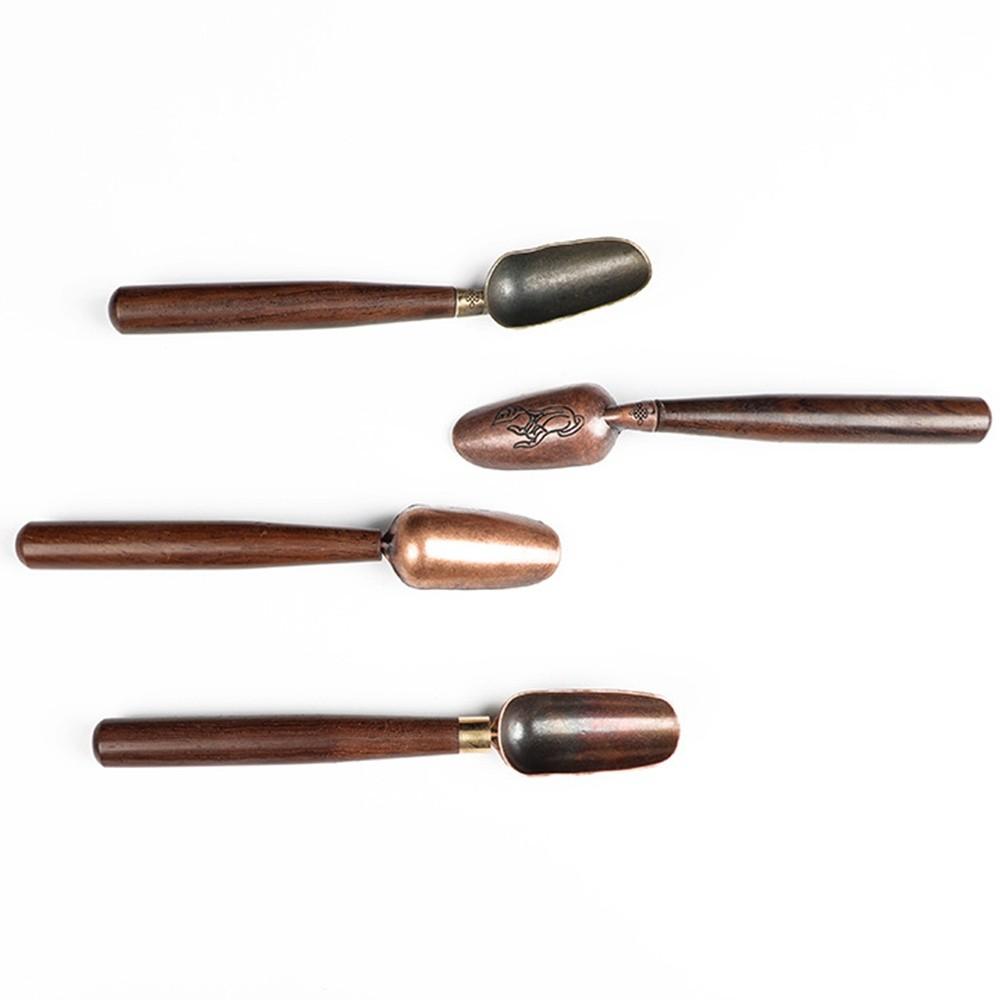 Retro Teaspoon Solid Wood Handle Coffee Scoops Durable Tea Spoon KongFu Tea Ceremony