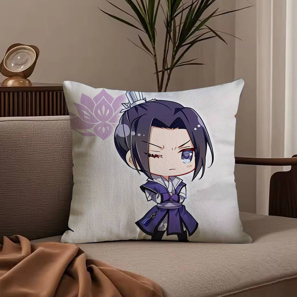 New Arrival Mo Dao Zu Shi Pillow Case Anti-dustmite Pillowcase Invisible zipper silky short plush Sofa cushion cover