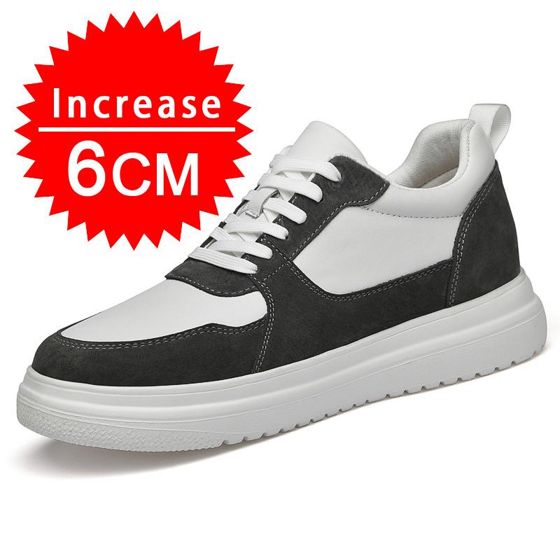 Sneakers da Uomo Scarpe con Rialzo Aumentano l'Altezza Soletta 7-8CM Scarpe con Tacco Alto Vera Pelle Scarpe Sportive