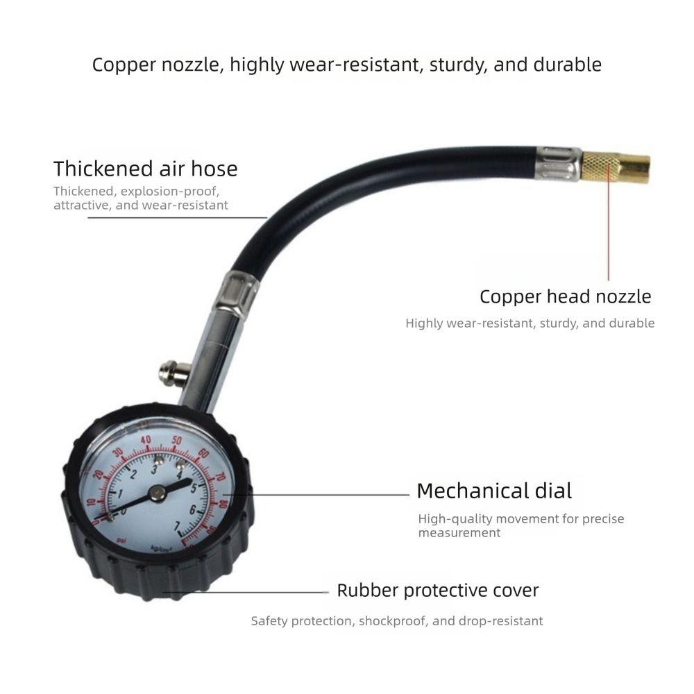 Long Hose Tire Air Pump Tester 100 PSI Tire Pressure Table Versatile Tire Pressure Gauge  Truck