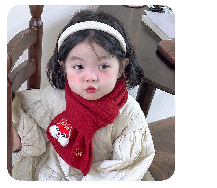 New Year's Red Children's Autumn Knitted Scarf