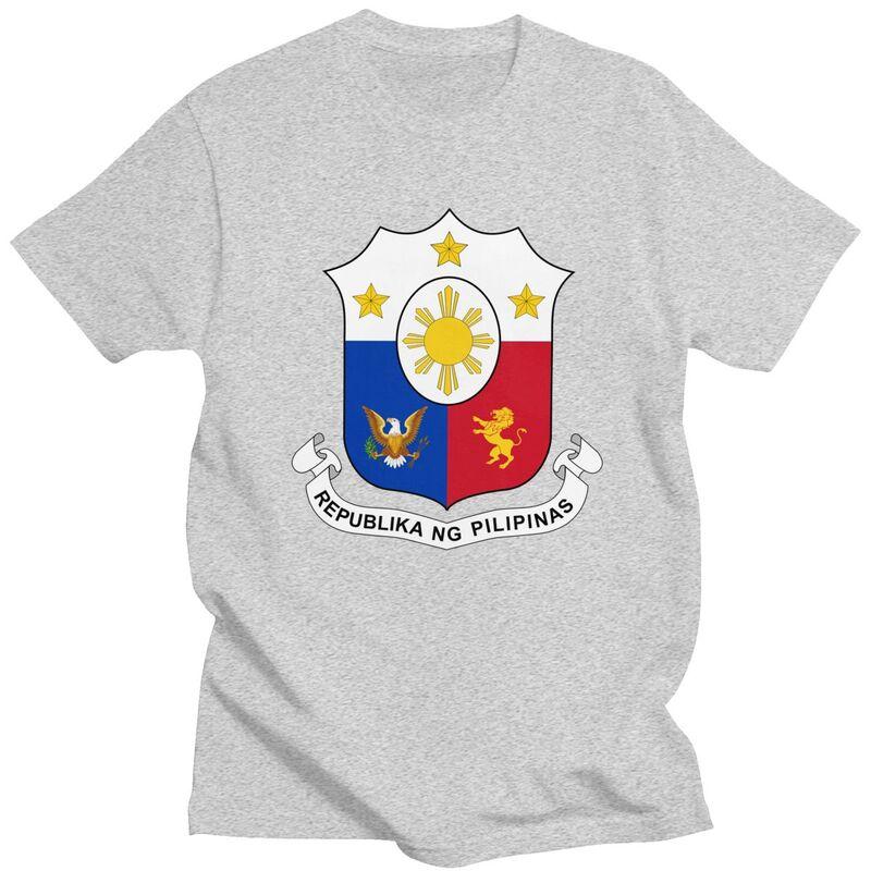 Custom Coat Of Arms Of Philippines Tshirts for Men Short Sleeves Leisure T Shirt Philippine Flag Tshirts 100 Cotton Tee Gift