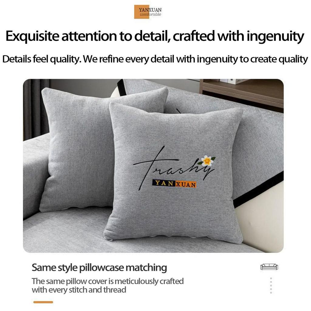 Chenille Sofa Cushion Cover: Simple Modern, Non-Slip, Four Seasons Universal Embroidery.