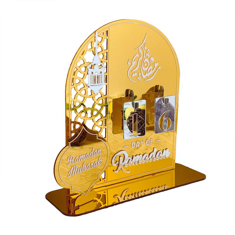 Ramadan Calendar Ornament, Eid DIY Decoration, Digital Timing Acrylic Muslim Mirror Table Festival ADM