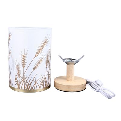 Small Table Lamp for Bedroom Dimmable LED Bedside Lamps Solid Wood USB Night Stand Lamp with Wheat