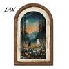 Decorative Shelf Ghost Art Halloween Wall Decor, Cute Table Sign, Vintage Arch Framed Tabletop Decoration Picture, for Mantel Living Room Bedroom