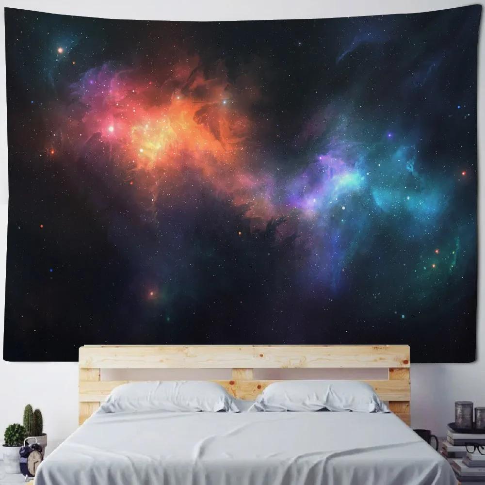 Starry Sky Universe Wall Hanging Tapestry Polyester Fabric Yoga Bed Sheet Beach Mat Living Room Bedroom Home Decoration