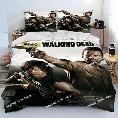 Šausmu TV The Walking Dead Linkolna sega Gultasveļas komplekts, Segas pārvalks Gultas komplekts Segas pārvalks Spilvendrāna, King Queen izmēra Gultasveļas komplekts